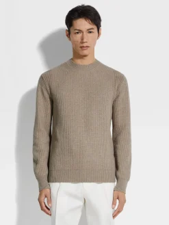 Light Taupe Oasi Cashmere Crewneck