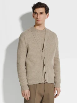 Light Taupe Oasi Cashmere Cardigan