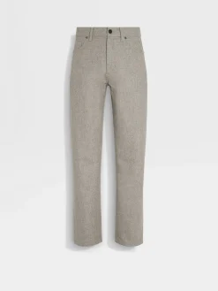Light Taupe Wool and Cashmere Roccia Pants