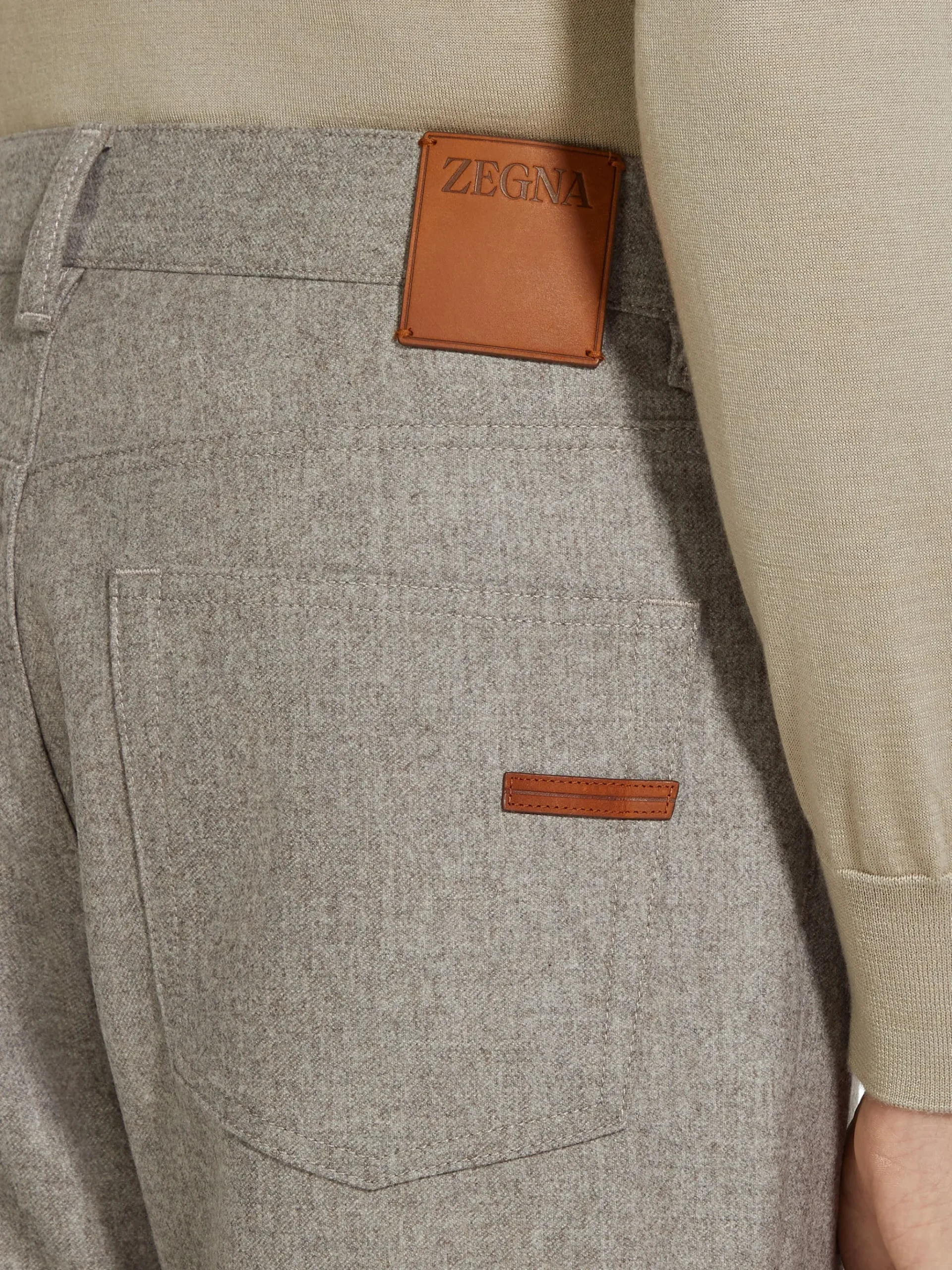 Light Taupe Wool and Cashmere Roccia Pants