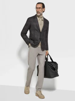 Light Taupe Wool and Cashmere Roccia Pants