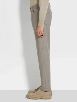 Light Taupe Wool and Cashmere Roccia Pants