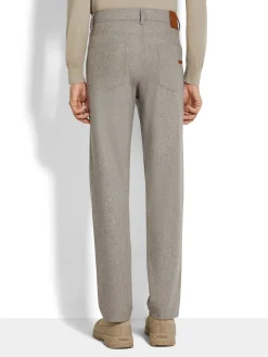 Light Taupe Wool and Cashmere Roccia Pants
