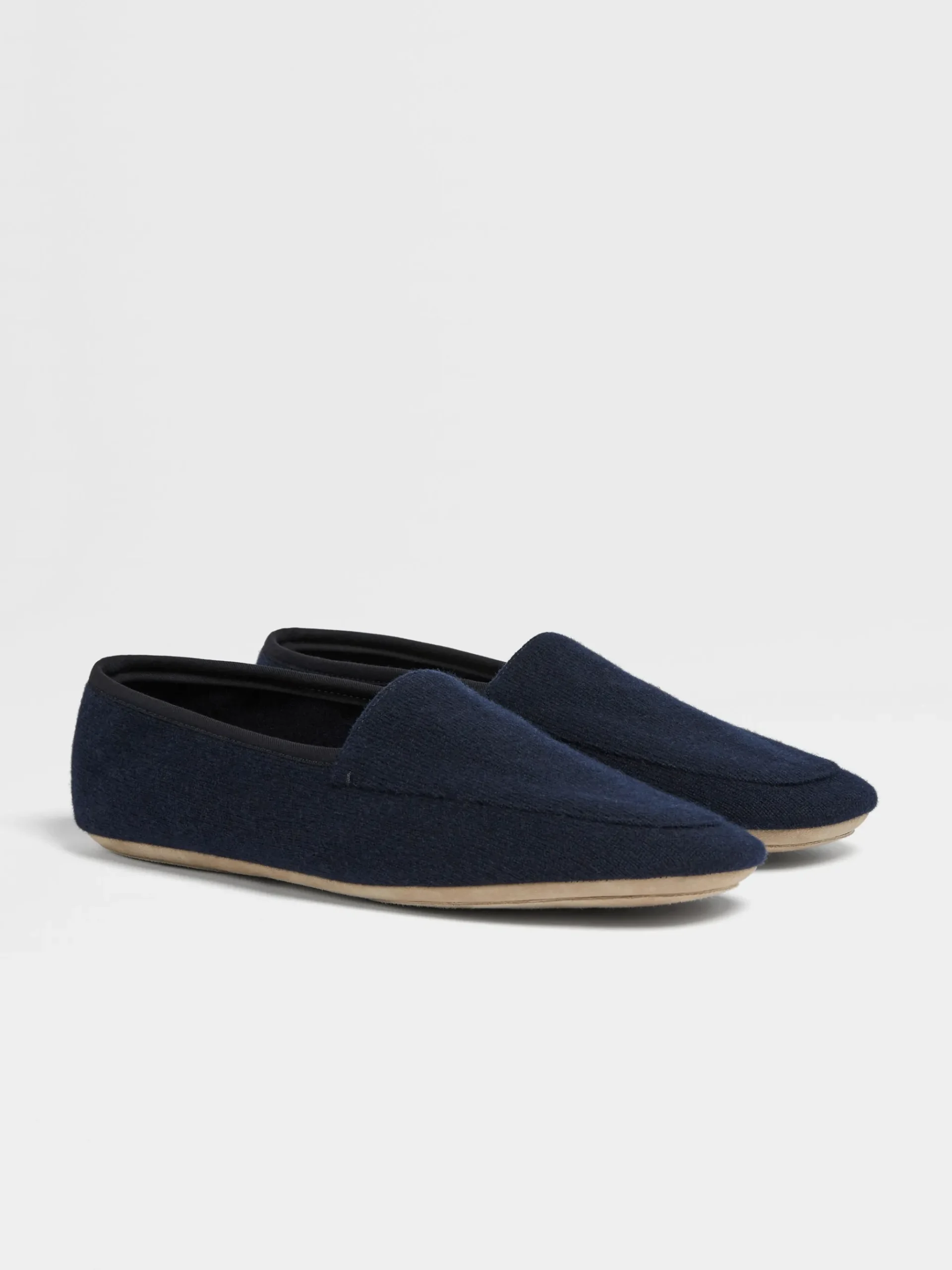 Navy Blue Cashmere Slippers