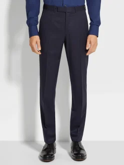 Navy Blue Centoventimila Wool Pants