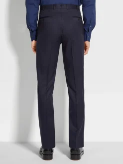 Navy Blue Centoventimila Wool Pants