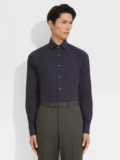 Navy Blue Centoventimila Cotton Shirt