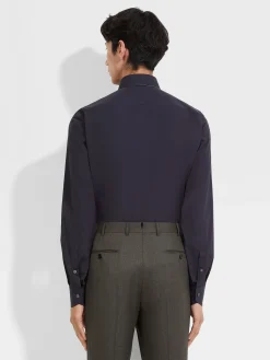 Navy Blue Centoventimila Cotton Shirt