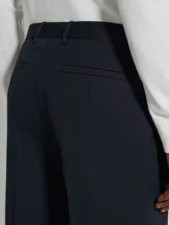 Navy Blue Cotton and Wool Pants