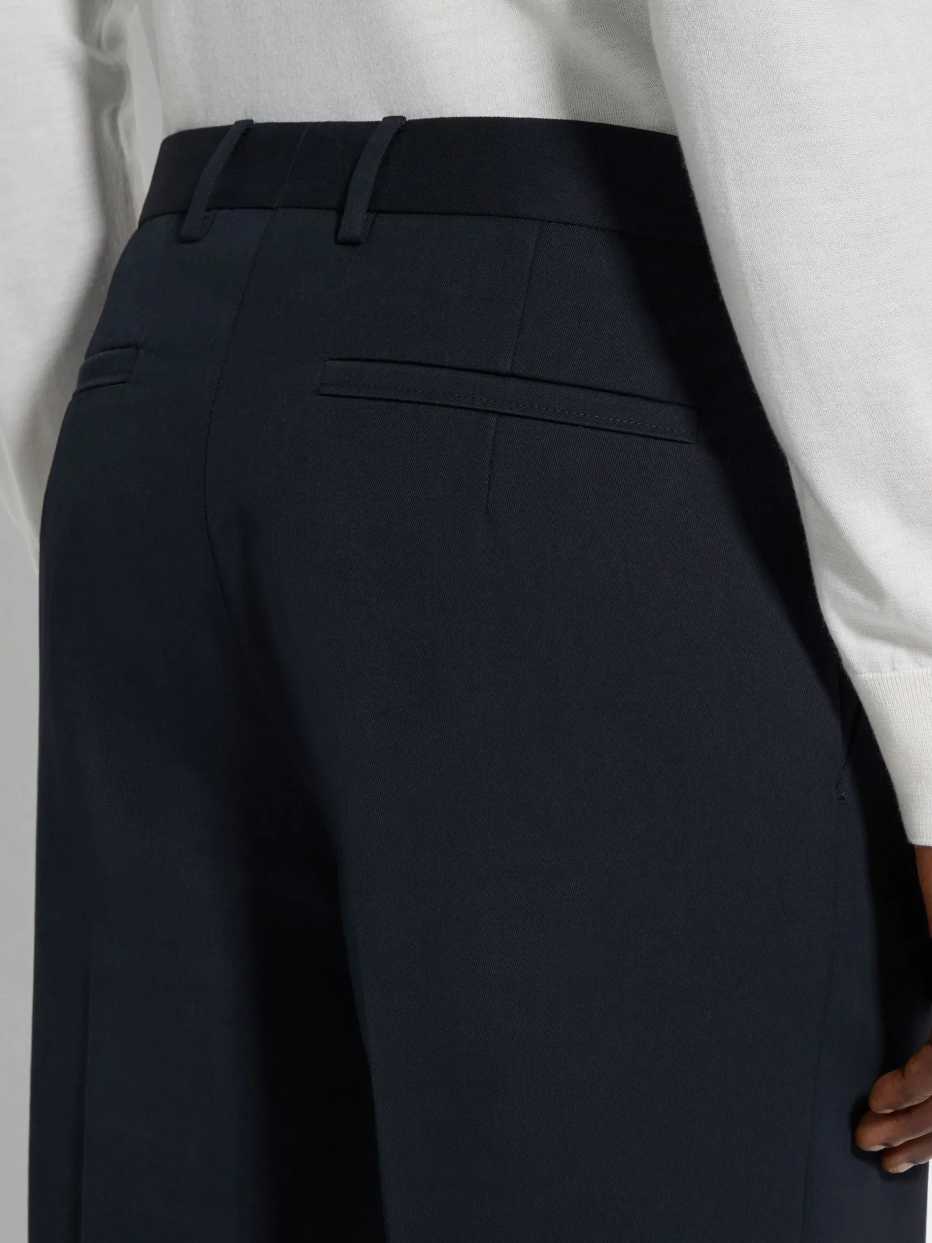 Navy Blue Cotton and Wool Pants