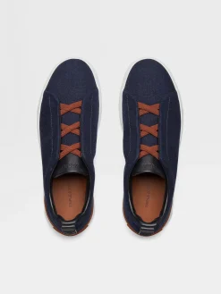 Navy Blue Cotton Denim Triple Stitch™ Sneakers