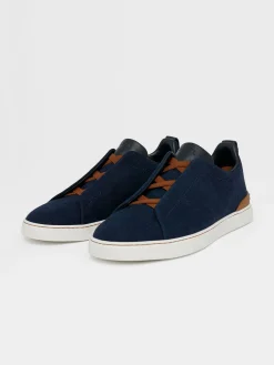 Navy Blue Cotton Denim Triple Stitch™ Sneakers