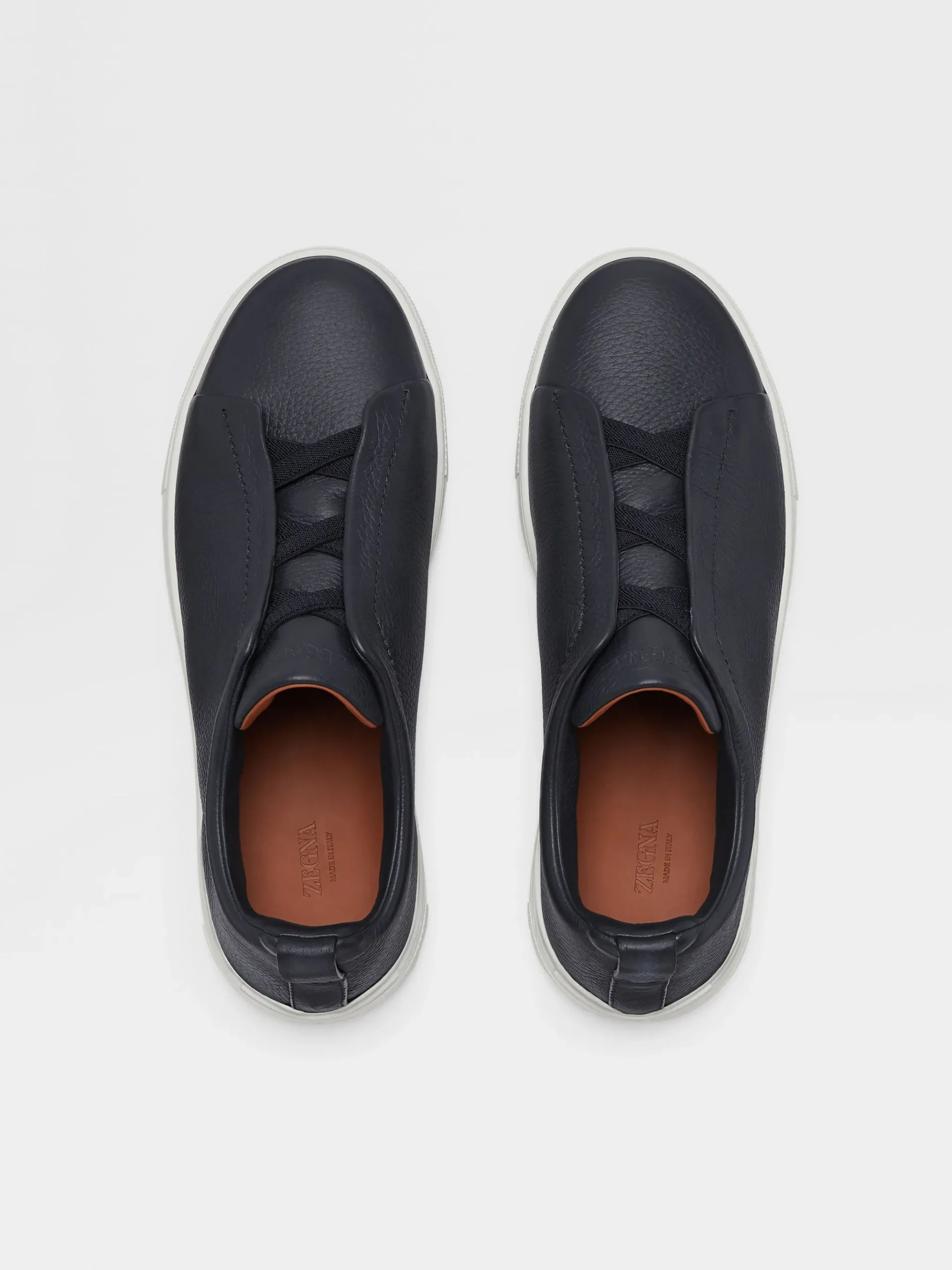 Navy Blue Deerskin Triple Stitch™ Sneakers