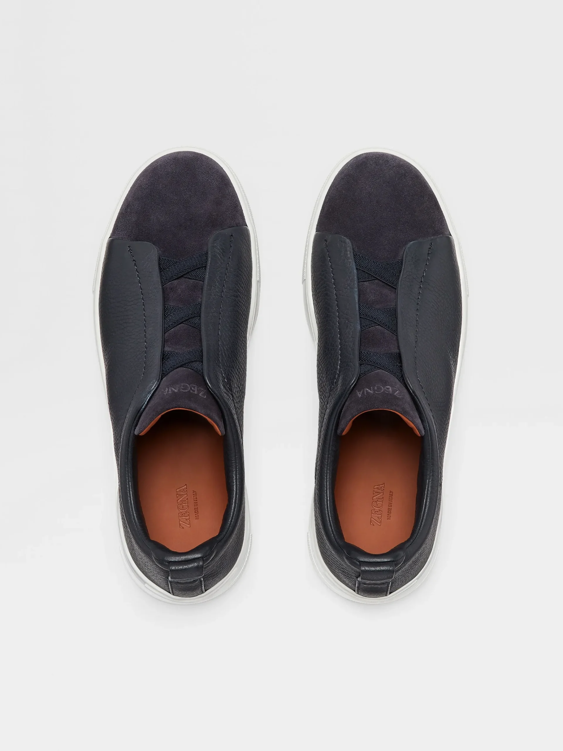 Navy Blue Leather and Suede Triple Stitch™ Sneakers