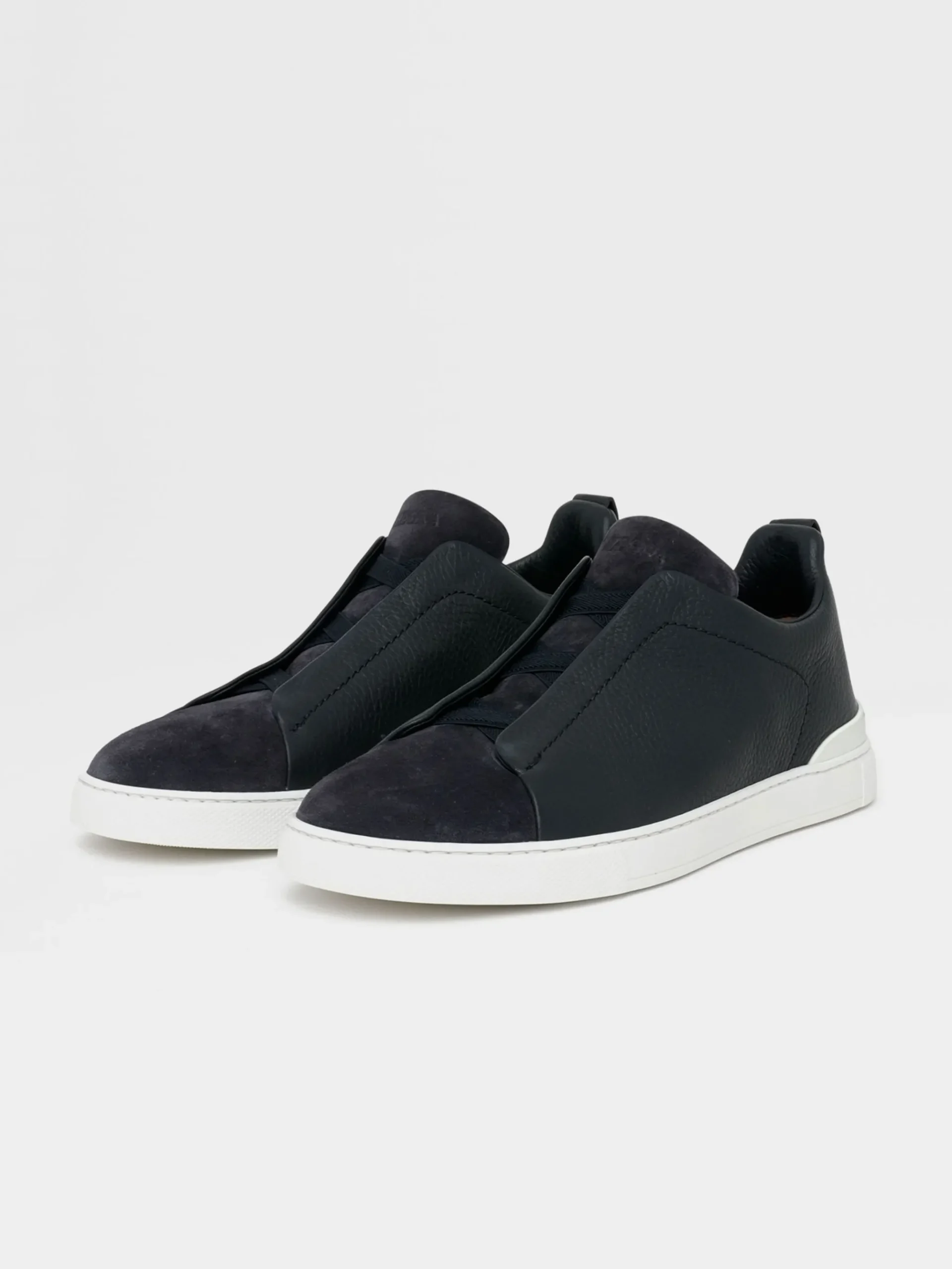 Navy Blue Leather and Suede Triple Stitch™ Sneakers