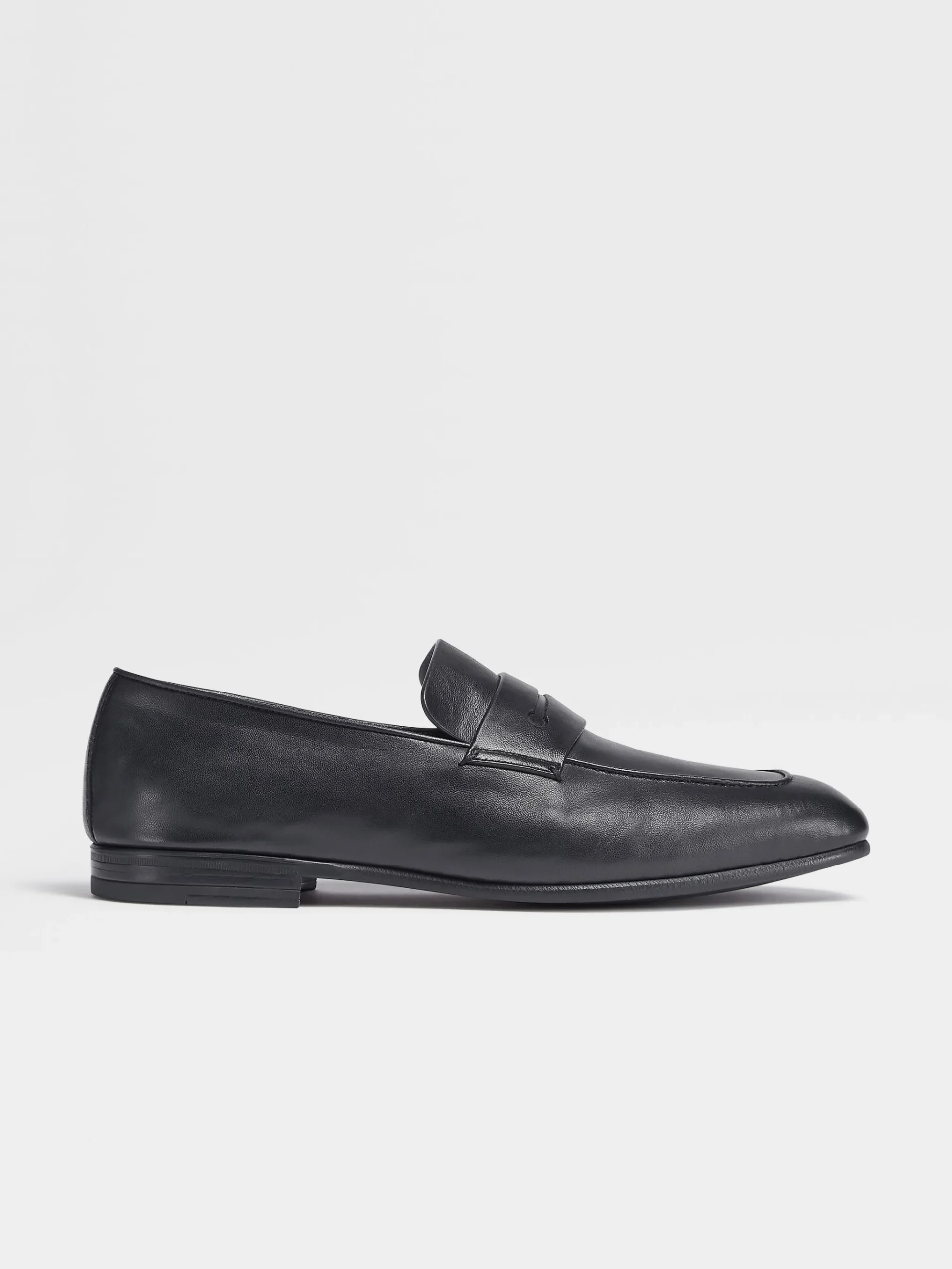 Navy Blue Leather L'Asola Loafers
