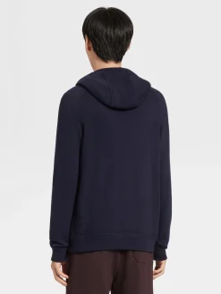 Navy Blue 12milmil12 Wool Full Zip Hoodie