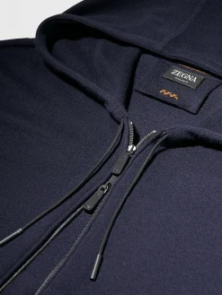 Navy Blue 12milmil12 Wool Full Zip Hoodie