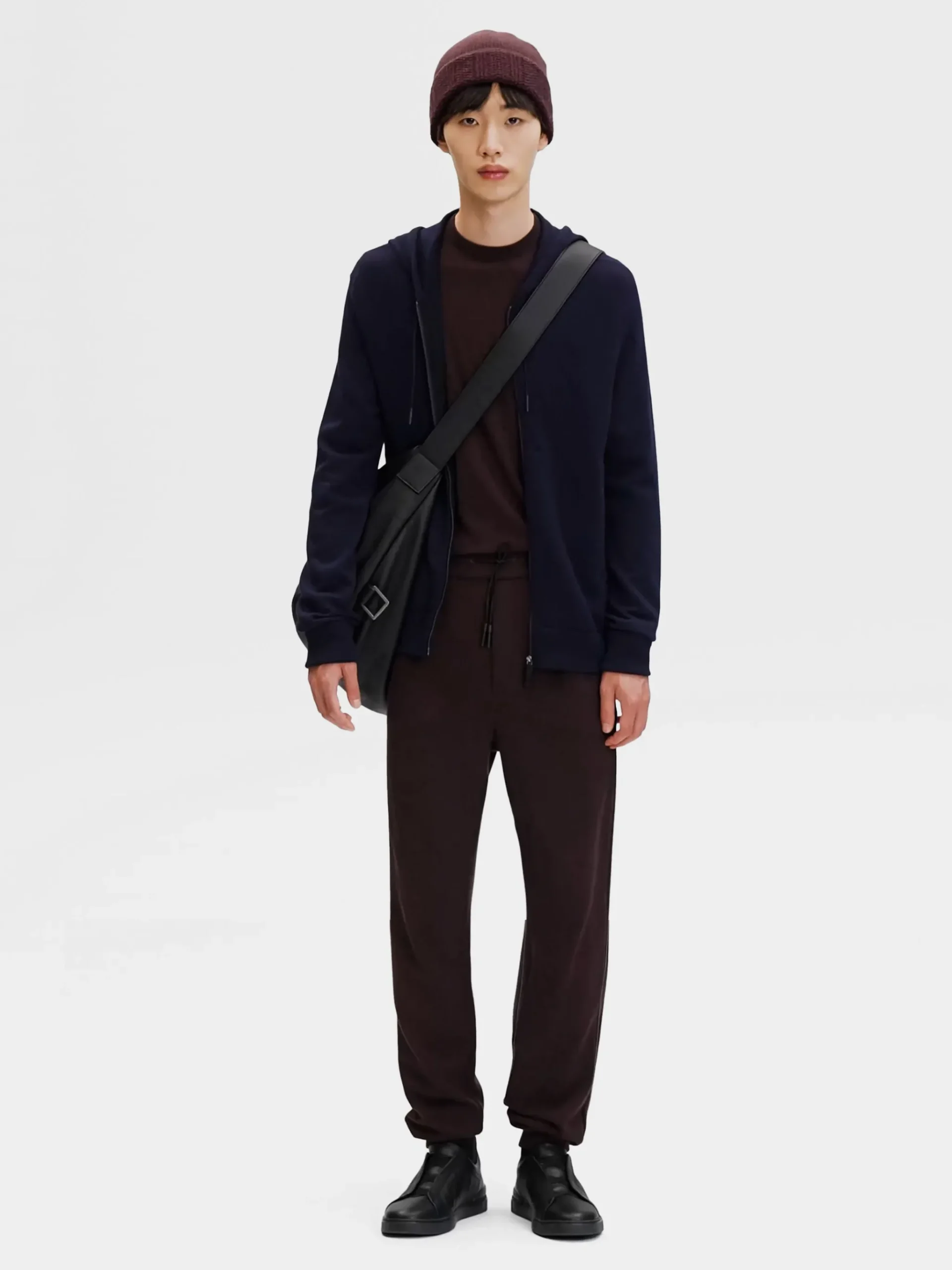 Navy Blue 12milmil12 Wool Full Zip Hoodie