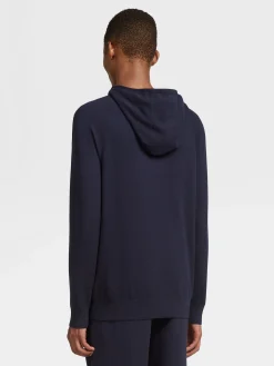 Navy Blue 12milmil12 Wool Hoodie