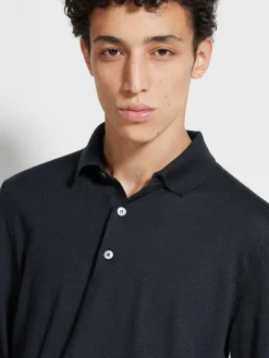Navy Blue Mélange Cashseta Polo Shirt