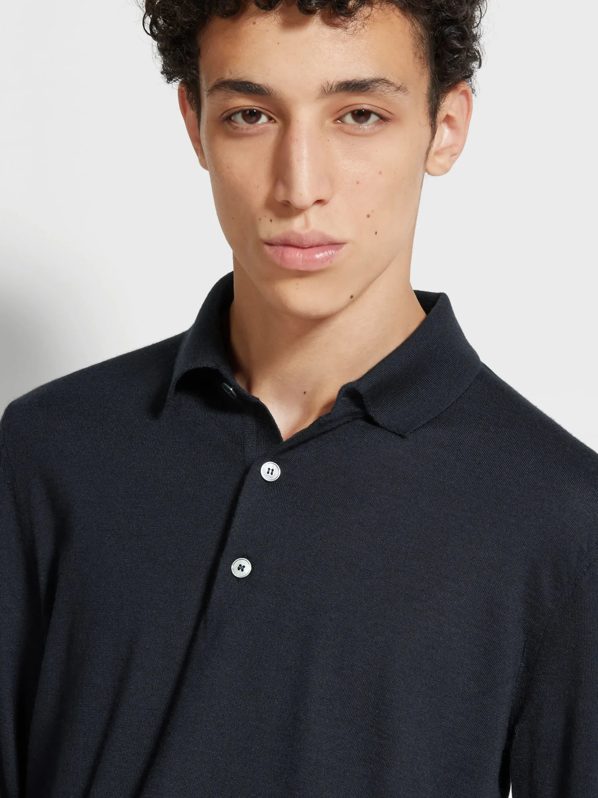 Navy Blue Mélange Cashseta Polo Shirt