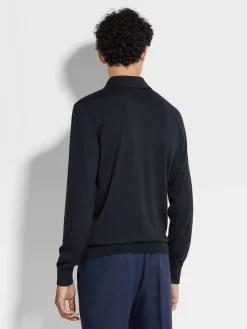 Navy Blue Mélange Cashseta Polo Shirt