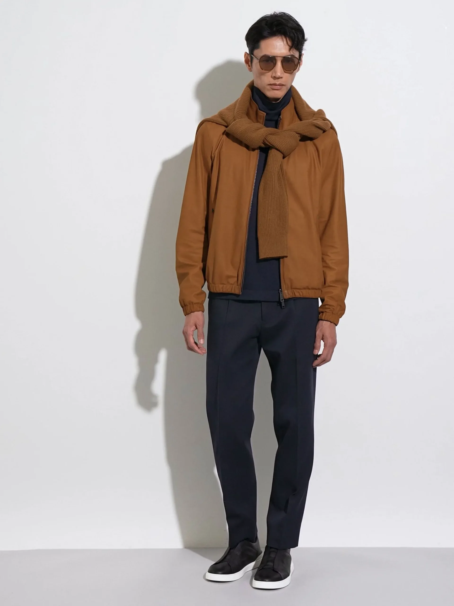 Navy Blue Mélange Cashseta Turtleneck
