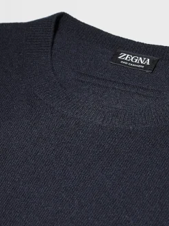 Navy Blue Mélange Oasi Cashmere Crewneck
