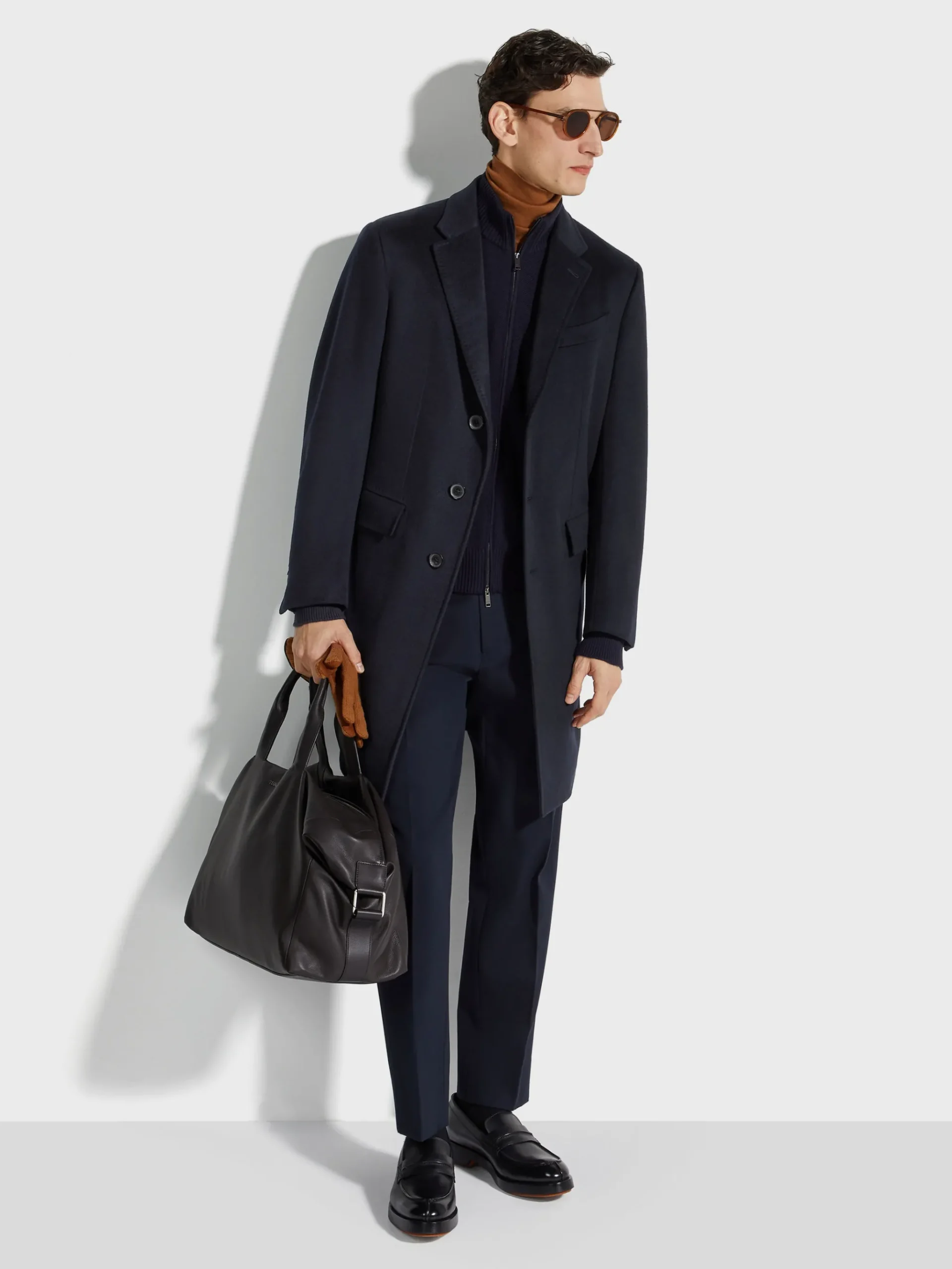 Navy Blue Oasi Cashmere Overcoat
