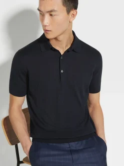 Navy Blue Premium Cotton Polo Shirt