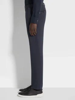 Navy Blue Stretch Cotton Pants