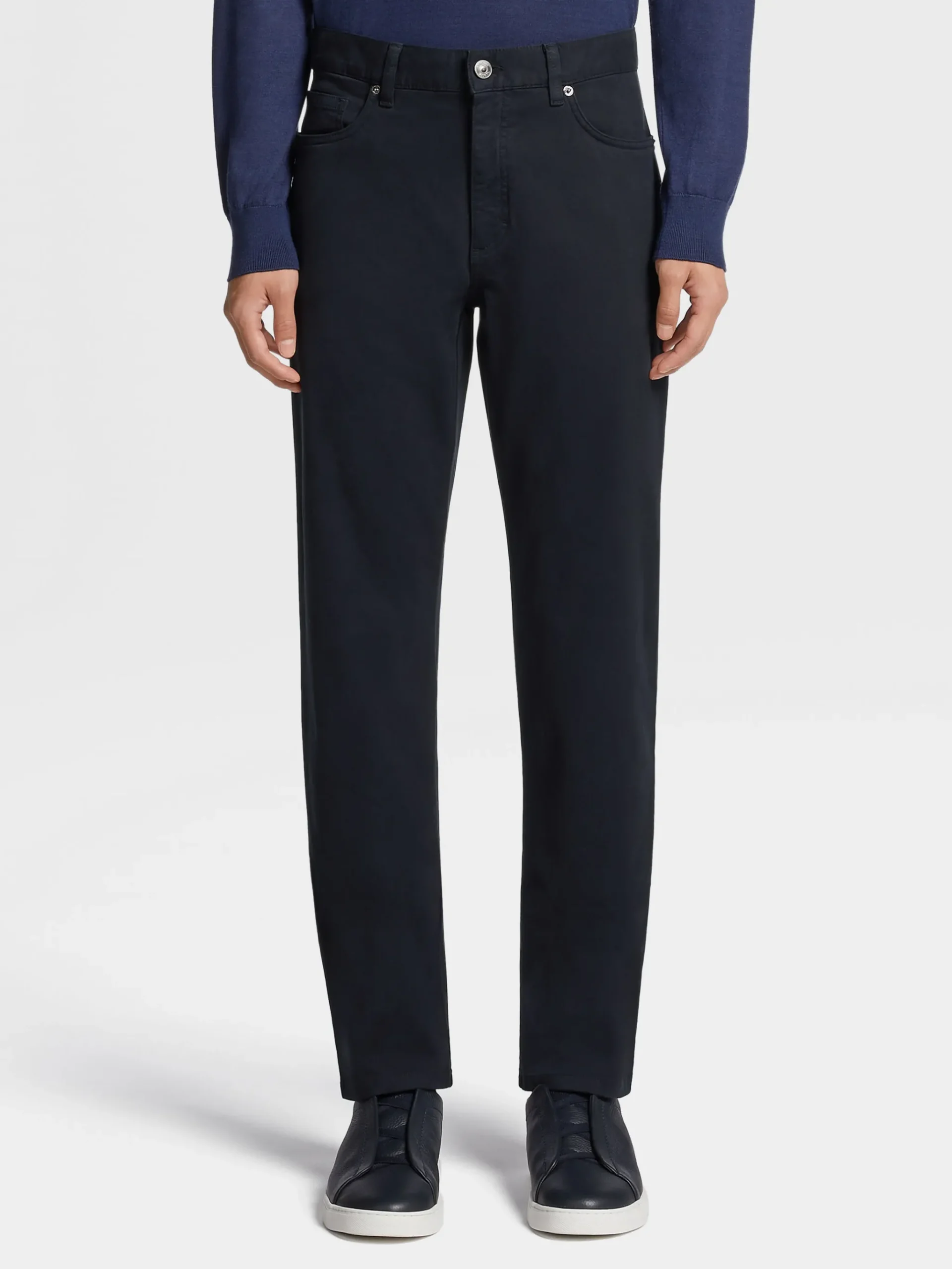 Navy Blue Stretch Cotton Roccia Jeans