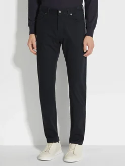 Navy Blue Stretch Cotton Roccia Jeans