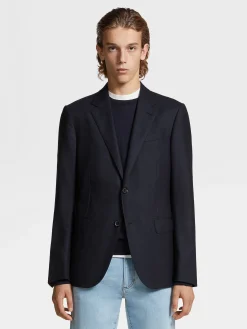 Navy Blue Trofeo™ Comfort Stretch Wool and Silk Jacket