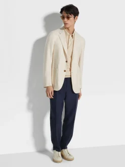 Off White Cashmere Silk and Linen Jacket