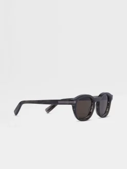 Opal Grey and Striped Grey Aurora I Acetate Sunglasses