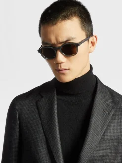 Opal Grey and Striped Grey Aurora I Acetate Sunglasses