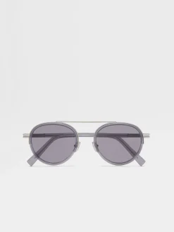 Opal Grey Orizzonte II Acetate and Metal Sunglasses