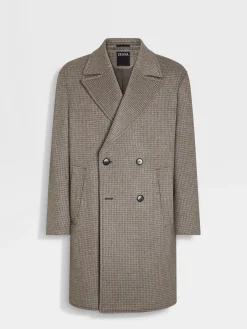 Taupe and Grey Cashmere and Wool Blend Overcoat