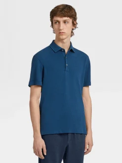 Teal Blue Mélange 12milmil12 Wool Polo Shirt