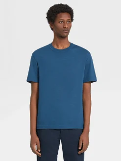 Teal Blue Mélange 12milmil12 Wool T-shirt