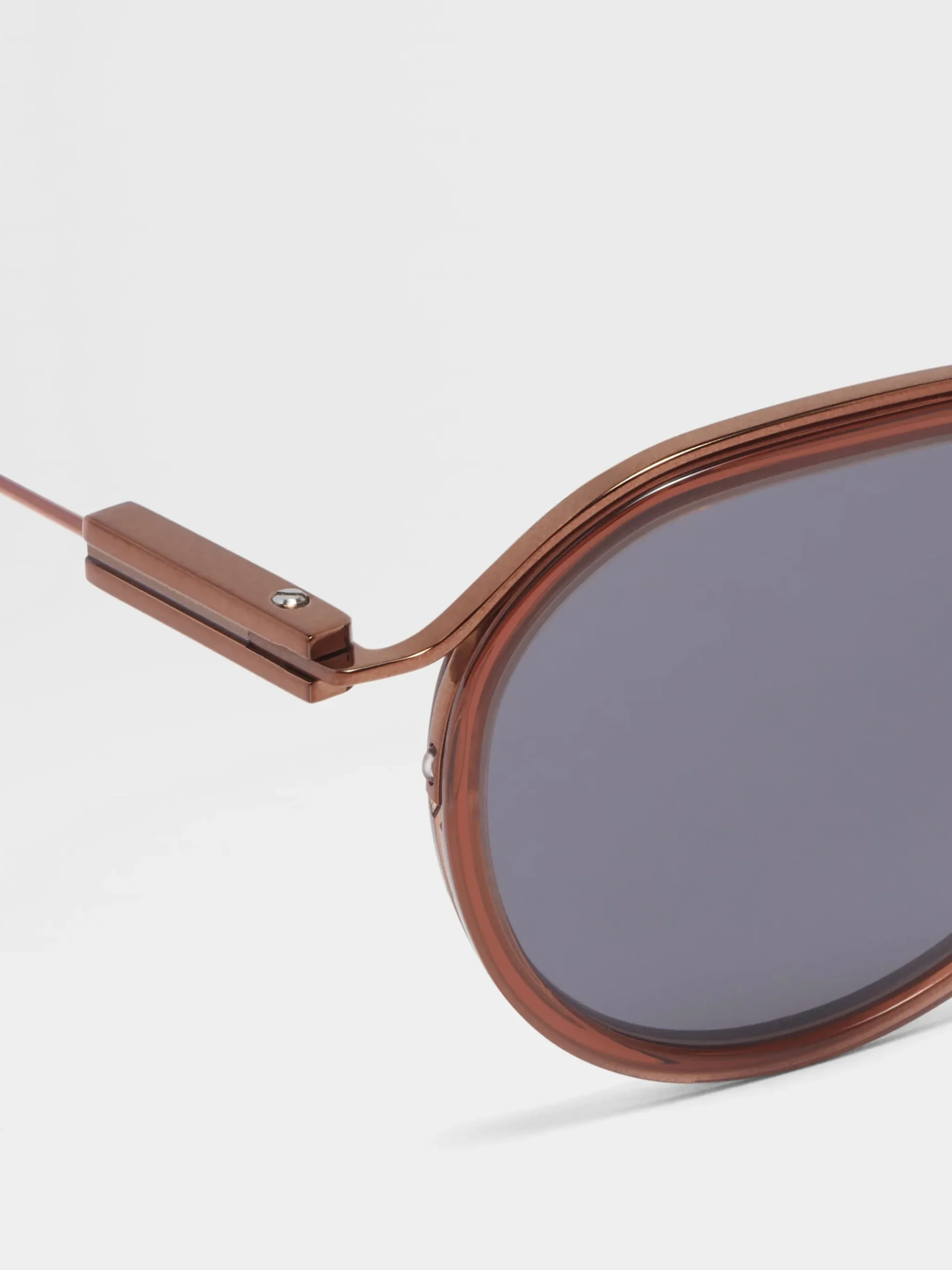 Transparent Brown Acetate and Metal Sunglasses