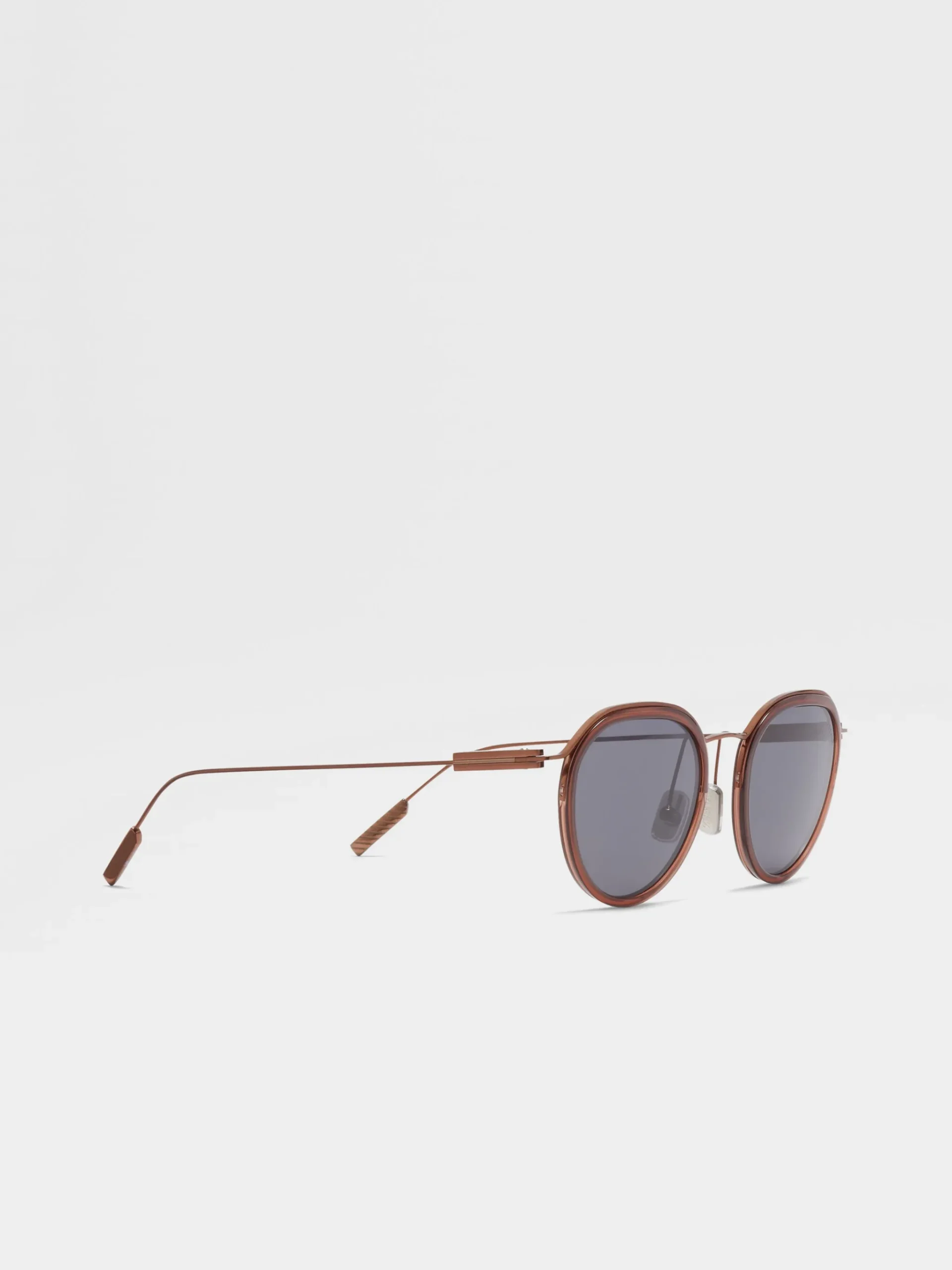 Transparent Brown Acetate and Metal Sunglasses