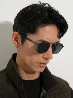 Transparent Dark Grey Orizzonte I Acetate and Metal Sunglasses