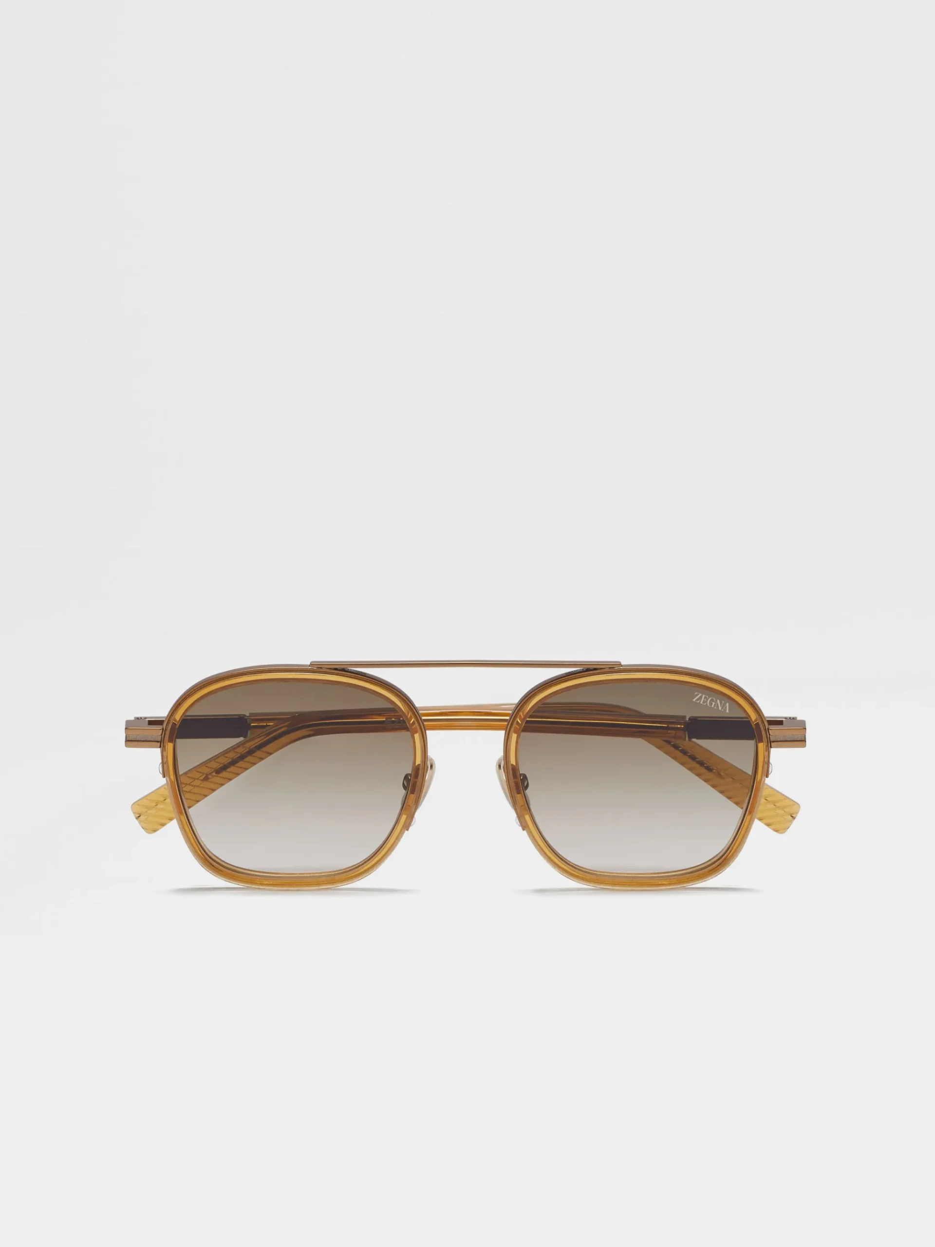 Transparent Golden Syrup Orizzonte I Acetate and Metal Sunglasses