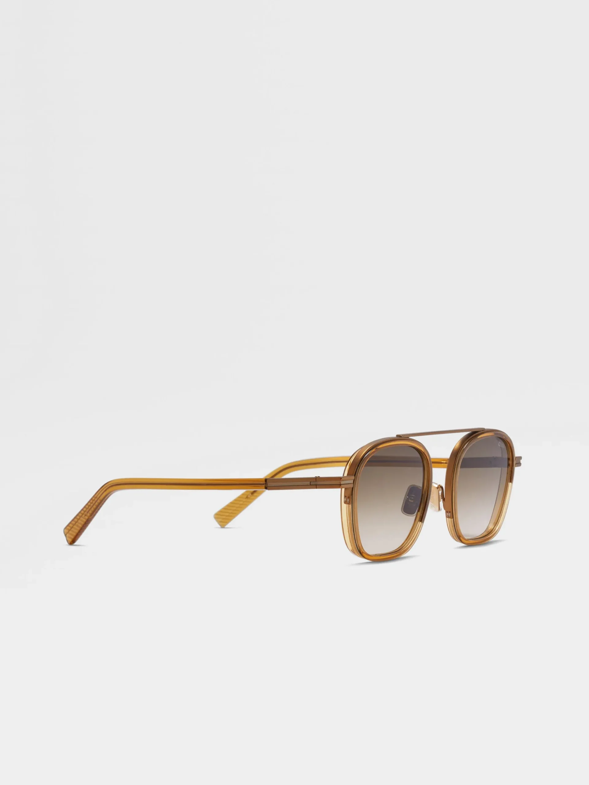 Transparent Golden Syrup Orizzonte I Acetate and Metal Sunglasses
