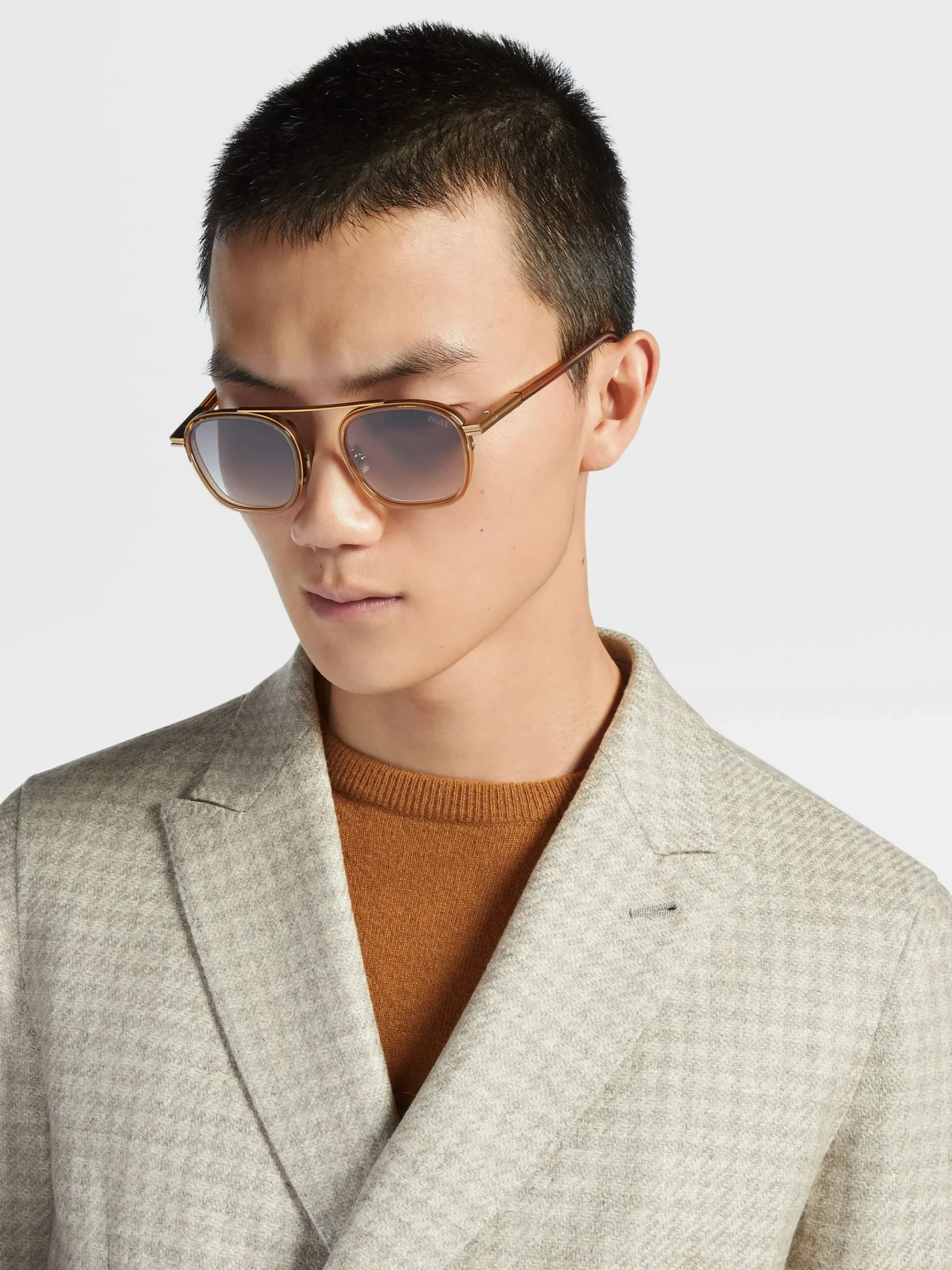 Transparent Golden Syrup Orizzonte I Acetate and Metal Sunglasses