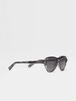 Transparent Grey Havana Acetate Sunglasses