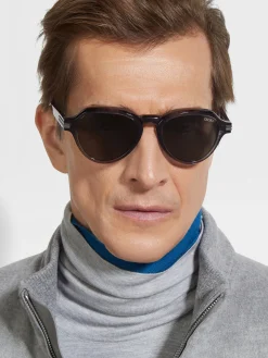 Transparent Grey Havana Acetate Sunglasses